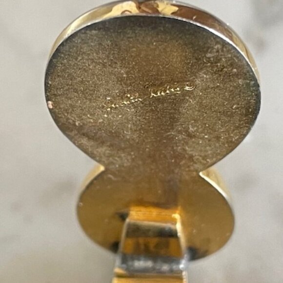 JUDITH LIEBER Vintage Minaudière Black Metallic Suede Gemstone Clasp Purse - Picture 11 of 17